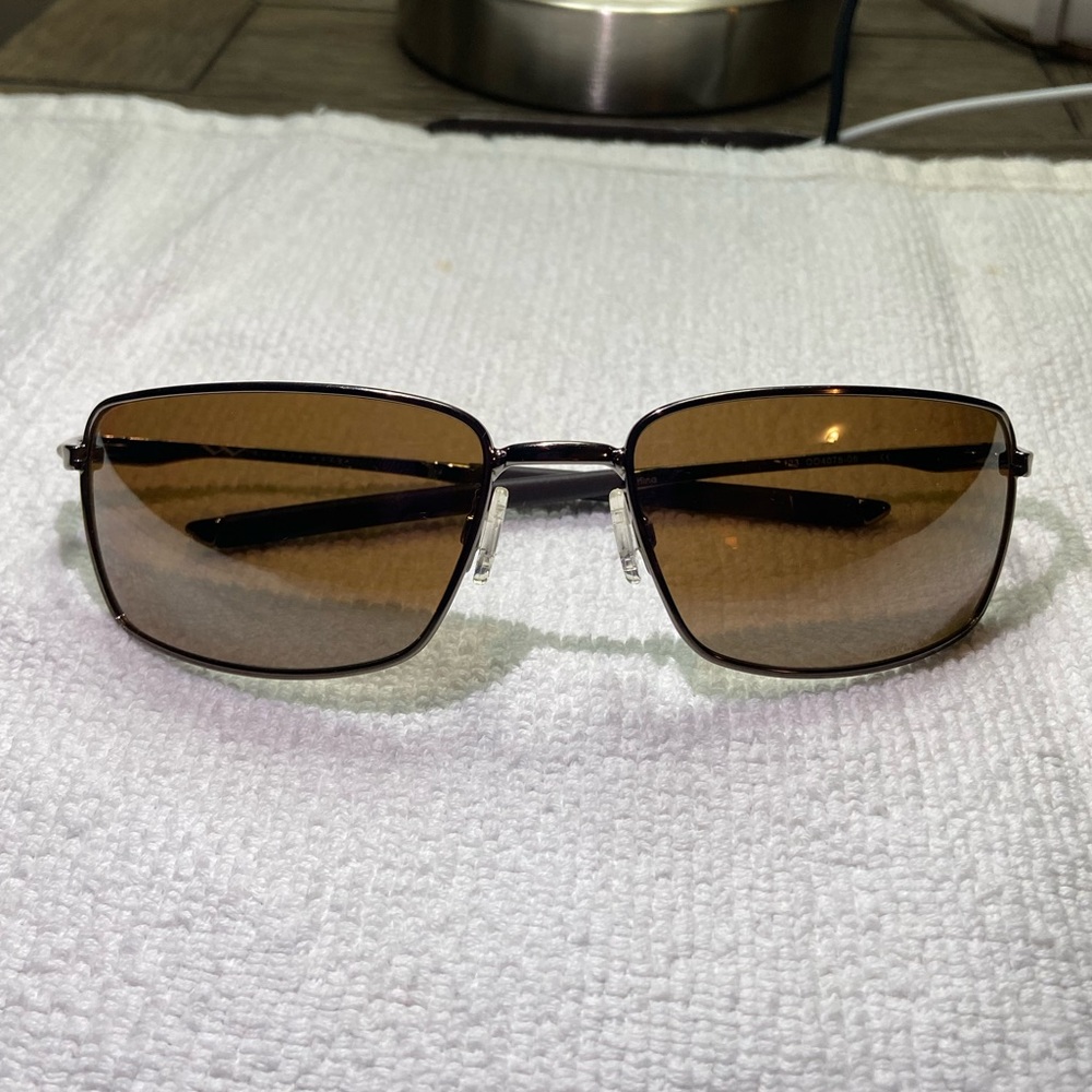 Brown Oakley Square Wire Sunglasses